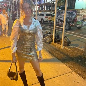 Noam Angeline dress in painted gold